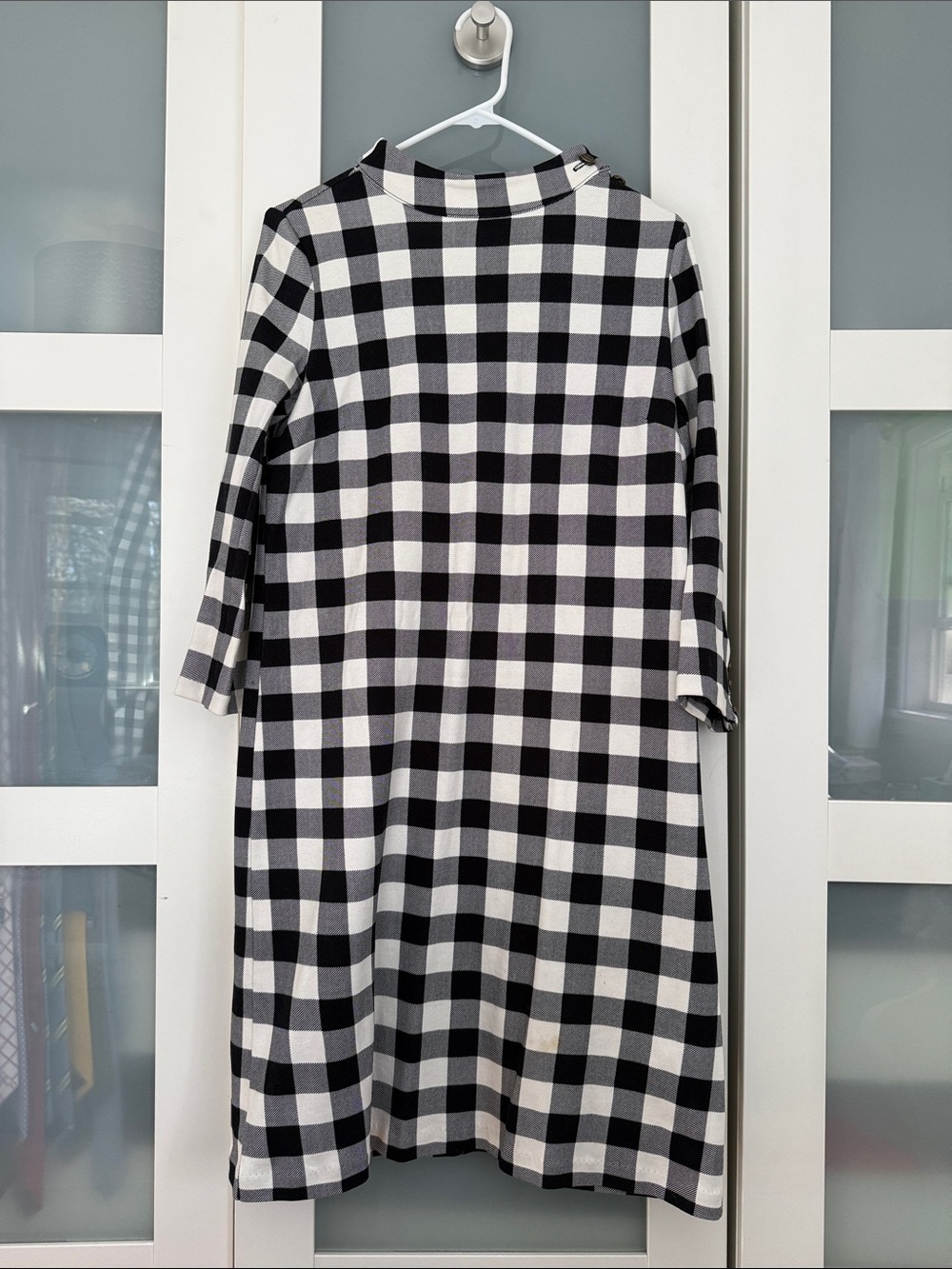 Talbots Black and White Gingham Midi Dress M